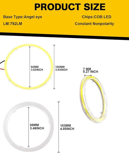 Qasim 1-Pair Super White 100MM 72SMD COB LED Halo Ring Angel Eyes with lampshade Cover Led DRL Fog Light 12V 24V