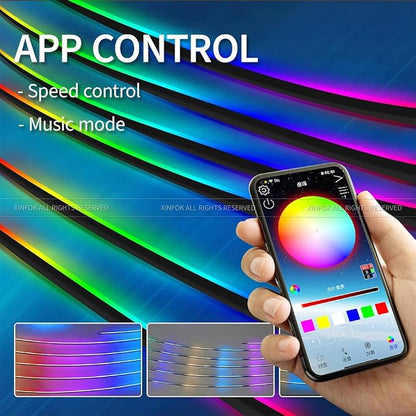 Ambient Lighting Car Led Lights Interior,43.3’’ USB Powered Acrylic Neon Flexible Strip Fiber Optic LED Ambient Lighting Kits with Remote APP, RGB Music Lights Sync for Inside car Dashboard