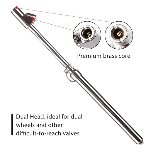 CZC AUTO Tire Pressure Gauge, Straight-on Foot Dual Head Chucks Auto Service Gage, Heavy Duty Air Gauge 10-150PSI 100-1000KPa for Car Truck RV Van (2 Packs, Silver)