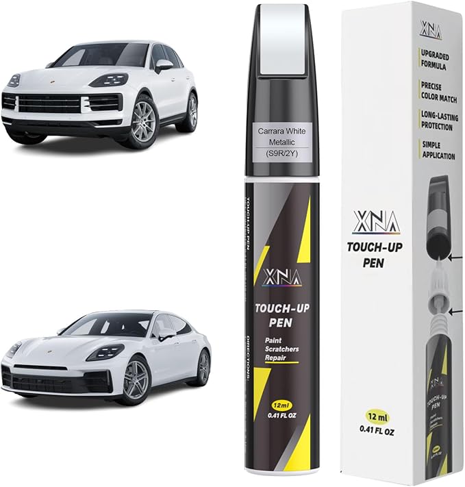 XNA Carrara White Metallic(S9R/2Y) for Porsche Touch Up Paint, Car Scratch Remover for Nicks and Chips Repair, 2-In-1 Quick & Easy Fix Car Scratch Repair Kit with Exact Color-Matched