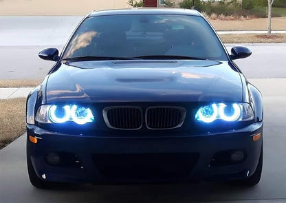iJDMTOY Multi-Color 120-SMD RGB LED Angel Eyes Halo Ring Lighting Kit w/Adjustable Setting Compatible with BMW E36 E46 3 Series E38 E39 5 7 Series Xenon Front Road Illuminating Lights