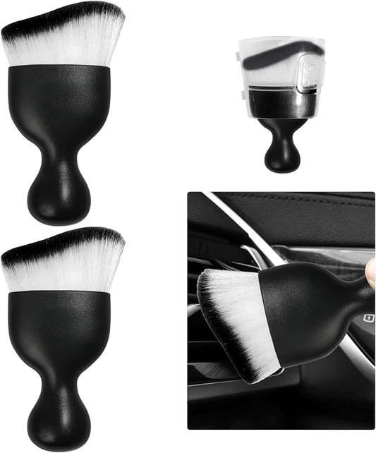 Ziciner 2 PCS Car Detailing Brush, Curved Soft Bristles Auto Removal Dust Collectors, Universal Vehicle Dashboard, Air Conditioner Vents etc Interior Cleaning Tool Accessories (White/Black)