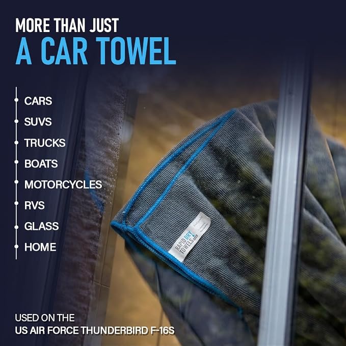 Rapid Dry Towels Original 2.0 Microfiber Car Drying Towel | 150 x 75cm | Extra Large Channel Weave Drying Cloth | Ultra Absorbent, Scratch-Free, Auto Detailing Towel for Cars SUVs Trucks & Boats