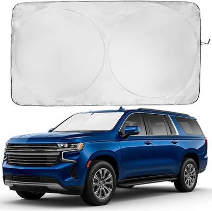 Windshield Sun Shade | Compatible for Chevrolet Suburban (2021-2025) | Certified 99.87% UVB & 99.02% UVA Car Sun Shade. Award Winning Sunshade - Patented Technology | Car Shades by Kinder Fluff