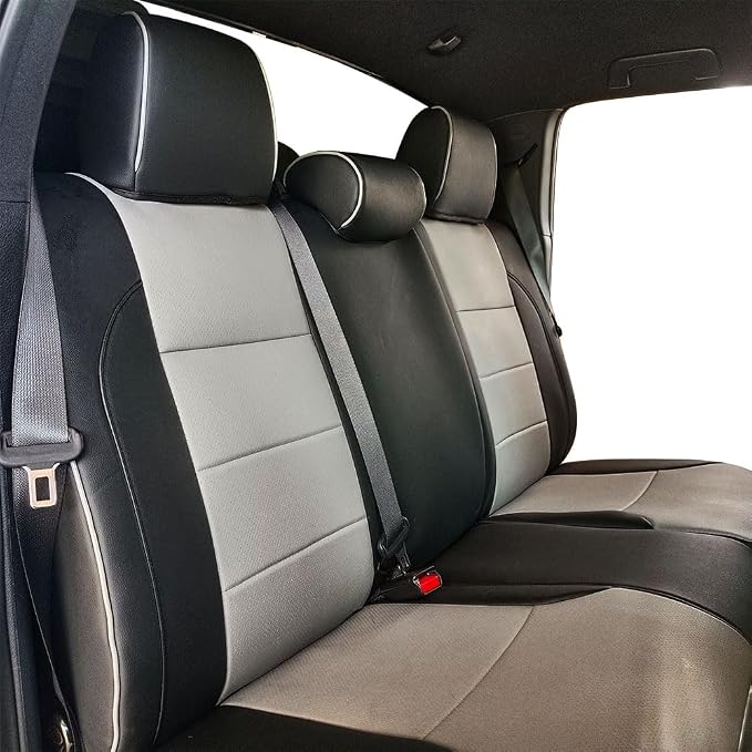 CocheFamilia Custom Fit Corolla Car Seat Covers for Select 2014 2015 2016 2017 2018 2019 Toyota Corolla L LE LE Eco XLE Sedan - Full Set,Leather (Black and Grey)