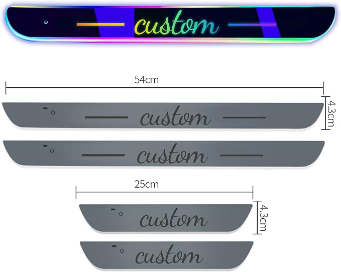 Custom LED Door Sill Lights with Logo Text - RGB LED Welcome Lights for Car (Color01)