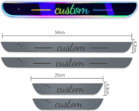 Custom LED Door Sill Lights with Logo Text - RGB LED Welcome Lights for Car (Color01)