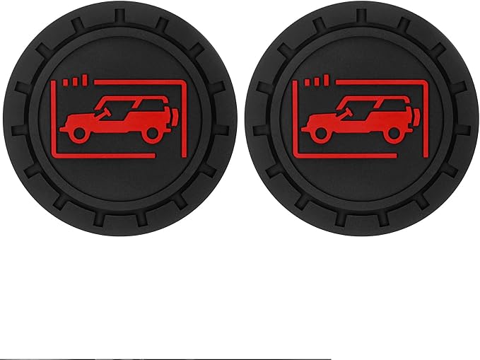 Car Cup Holder Coasters for Jeep Wrangler JL JK JLU and Jeep Gladiator JT Accessories Universal Car Cup Non-Slip Silicone Holder Coasters Interior Accessories (Black Red)