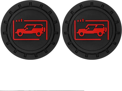 Car Cup Holder Coasters for Jeep Wrangler JL JK JLU and Jeep Gladiator JT Accessories Universal Car Cup Non-Slip Silicone Holder Coasters Interior Accessories (Black Red)