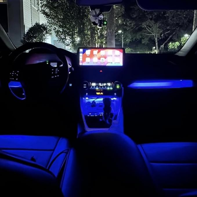 HIGH FLYING 2019-2025 for Toyota RAV4 Center Console Dashboard LED Light Strip with On+Off Switch 3pcs Car Interior Accessories (Blue)