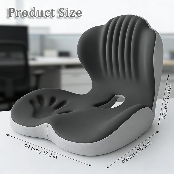 2026 Ergonomic Lumbar & Seat Support Cushion, Memory Foam Seat Cushion with Lumbar Support Pillow, Memory Foam Coccyx Cushion for Tailbone Pain, Back Pain, Sciatica and Hemorrhoid Relief