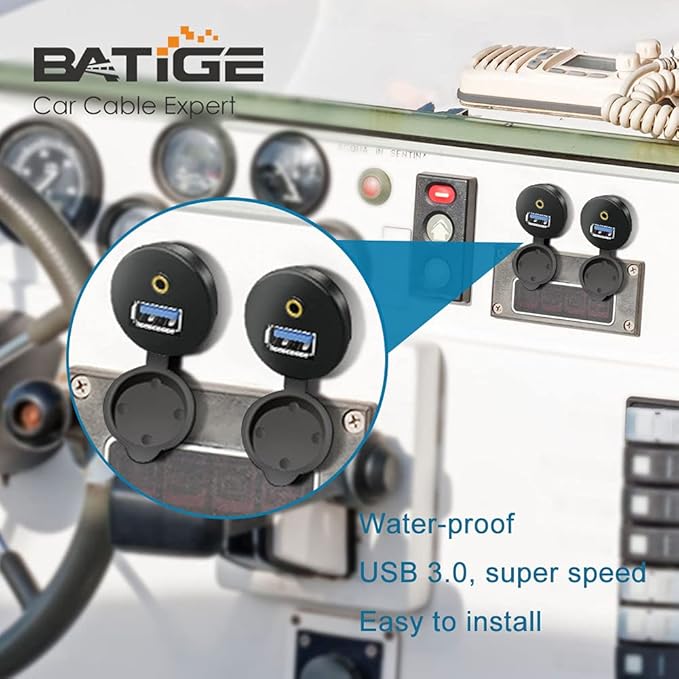 USB 3.0 & 3.5mm Car Mount Flush Cable, 3ft