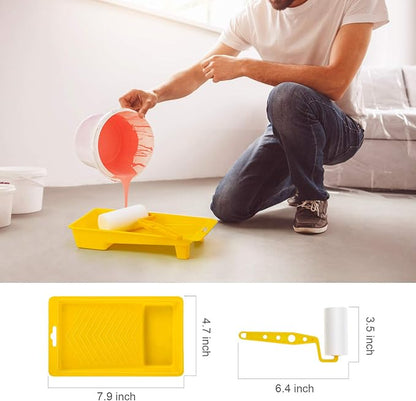 Tool Trio, Paint Brush, Roller, Sponge, All The Tools You Need to Apply Finish All in One Paint Yellow