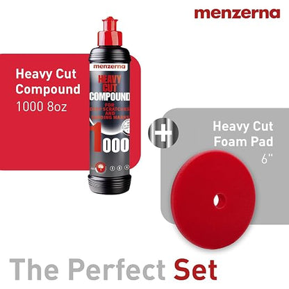 menzerna Deep Scratch Remover Kit I Car polishing Set with Menzerna Heavy Cut 1000 (8oz) and 6 Inch Polishing Pad I Deep Scratch Remover Kit for All Types of Vehicles