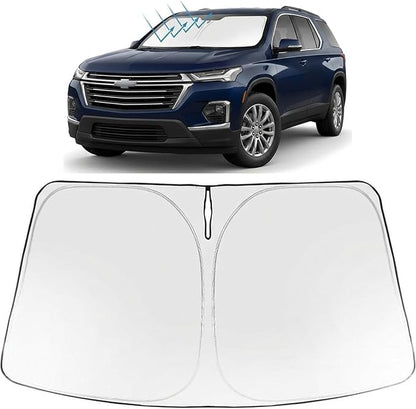 Proadsy Windshield Sun Shade for Chevrolet Traverse 2024-2026 Foldable Front Sunshade Protector Sun Visor Blocks UV Rays Keep Car Cooler Accessories