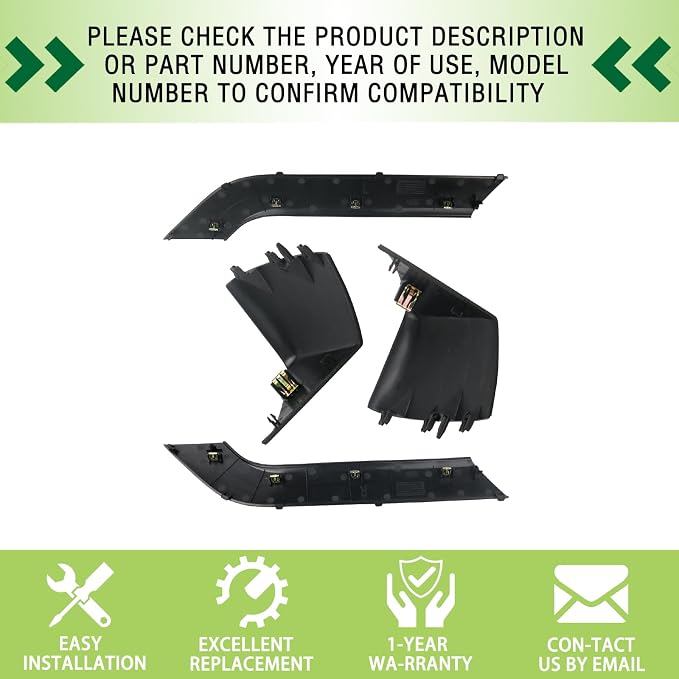 4PCS Door Armrest Cover Trim Kit Front&Rear Left Right Side Door Panel Arm Rest Bezel Set Black Compatible with 2014-2020 Chevy Silverado GMC Sierra Double Cab