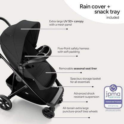 Mompush Wiz Pro 2-in-1 Baby Stroller, Full-Size All-Terrain Premium Stroller with Newborn Mode and Reversible Seat, Snack Tray Included, Large UPF 50+ Canopy & Storage Basket