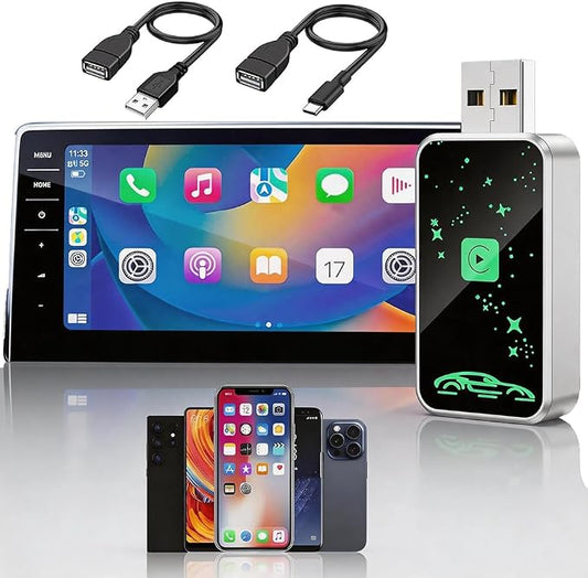 Mini Wireless Carplay Adapter for Apple for iPhone, 2026 Upgraded Convert Wired to Wireless Car Play Adapter,Fast Auto-Connect & No Latency Dongle,Plug & Play, USB A/C Included for iOS