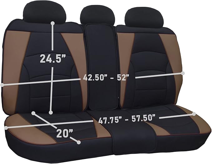 FH Group Ultra Comfort Highest Grade Faux Leather Full Set Cushion Pads Car Seat Covers for Front and Rear– Universal Fit for Cars Trucks & SUVs (Brown/Black)
