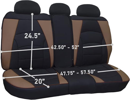 FH Group Ultra Comfort Highest Grade Faux Leather Full Set Cushion Pads Car Seat Covers for Front and Rear– Universal Fit for Cars Trucks & SUVs (Brown/Black)