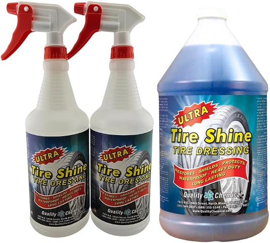 Quality Chemical Ultra Tire Shine Solvent-Based Tire Dressing - Best Tire Shine - Cover All Tire Shine for an Extreme Tire Shine - 128 oz (Combo)
