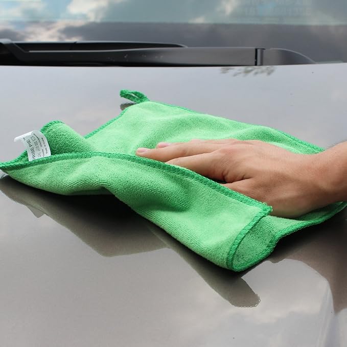 Reusable Thick Microfiber Cleaning Cloths Pastel Kitchen Towels for Window Cleaner, Auto Detailing Supplies Washcloth Polishing Rags, Wiping Appliances(12"x12") Green12 Pack