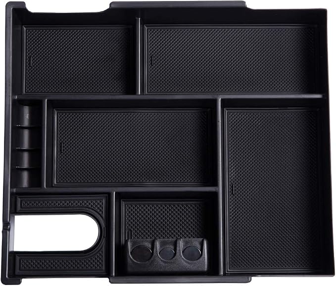 JDMCAR Compatible with Toyota Tundra Accessories 2014-2021 Center Console Organizer, Insert ABS Black Materials Tray, Armrest Secondary Storage Box - Full Tray