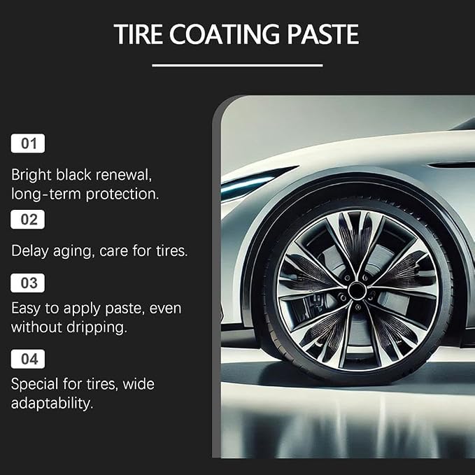 Car Tire Polishing Paste, UV Protection Tire Shine Coating Paste, Anti-Oxidation Restorer Cleaner with Sponge, Long Lasting Gloss for Auto Tires Maintenance
