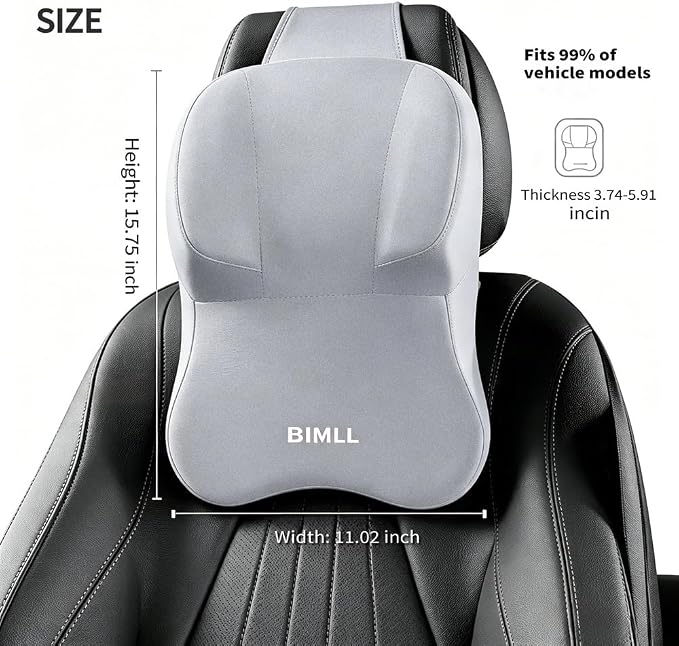 Lumbar Support Pillow for car，Car Neck Pillow Kit, Memory Foam Ergonomic Car Headrest and Lumbar Support for Driving Fatigue Relief, Comfort and Support Yougrayr Neck and Back (Grey)