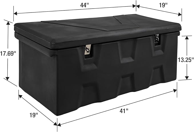 Buyers Products 1712240 Black Poly All-Purpose Storage Chest , 6.3 cu. ft, Made In The USA, Dent-Resistant Lockable Storage Box for Truck, Trailer, Dock, or Deck, High-Density Polyethylene