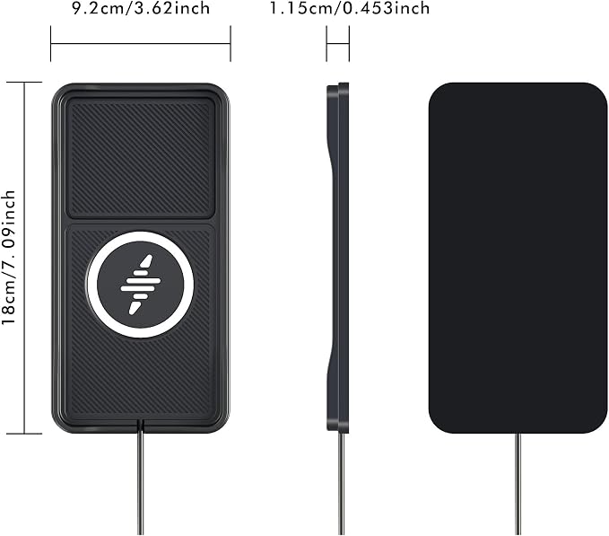 Wireless Car Charger Pad, 15w Fast Car Wireless Chargers Charging pad Non Slip Charger for Car Wireless Phone Charger for iPhone 17/16/15/14/13/12 Pro Max,Samsung S23 S22 S20 for Android, 30cm Cable