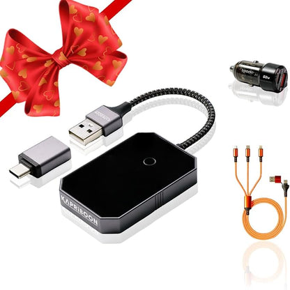 Wireless Carplay Adapter 2024 for Apple iPhone and for Android Auto Bluetooth - Best Mini Adapter - Smart Dongle - Wire to Wireless - Plug and Play Carplay