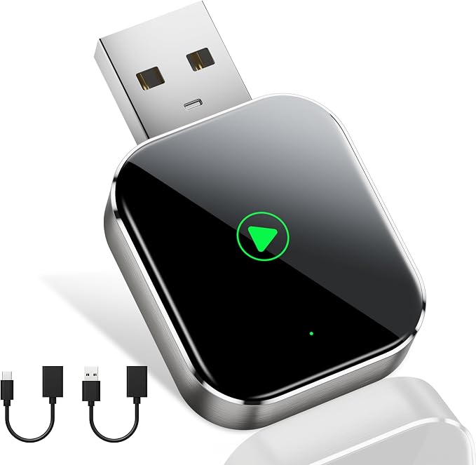 Mini CarPlay Wireless Adapter for Apple iPhone - Converts Wired to Wireless CarPlay Adapter, CarPlay Dongle Stick for Apple Wired CarPlay Cars & for iPhone iOS 10+, USB & Type-C, Plug & Play