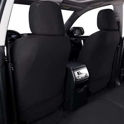 Flying Banner car seat Covers Protects Water Proof Faux Leather Carbon Fiber Front and Rear Bench (Black Black, Full Set - 9PCS)