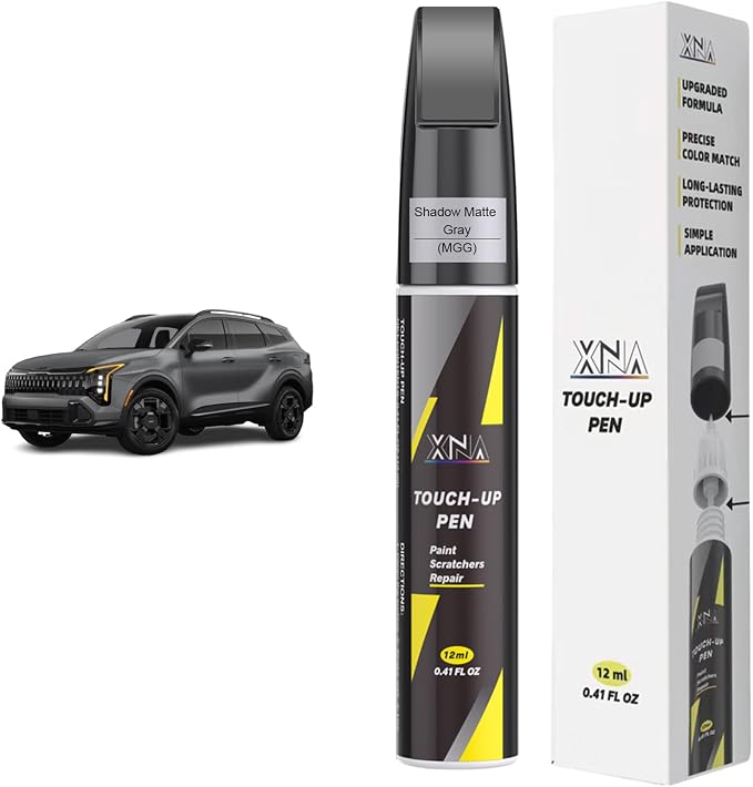 XNA Shadow Matte Gray(MGG) for KIA Touch Up Paint, 2 in 1 Car Scratch Remover with Pen Tip and Brush, Exact Color-Matched for Car Paint Scratch Repair, Quick & Easy Fix Chips and Nicks