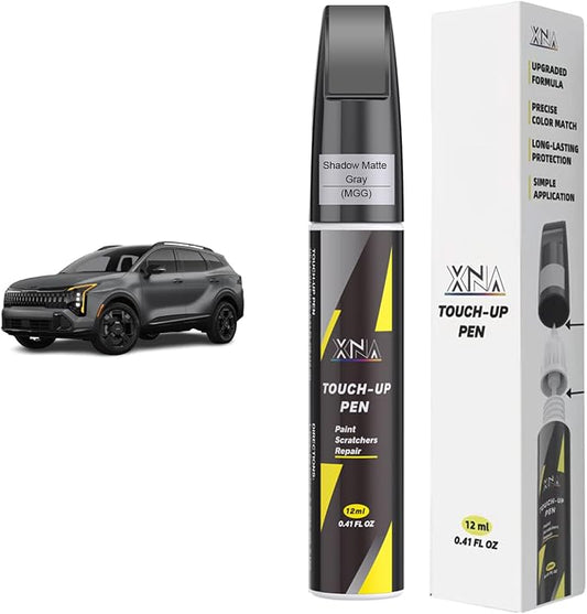 XNA Shadow Matte Gray(MGG) for KIA Touch Up Paint, 2 in 1 Car Scratch Remover with Pen Tip and Brush, Exact Color-Matched for Car Paint Scratch Repair, Quick & Easy Fix Chips and Nicks