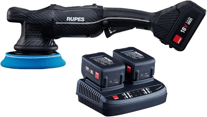 RUPES Bigfoot iBrid Random Orbital Polisher and Bigfoot Mini iBrid Polisher Combo - Advanced 18V Battery System, Optimizes Workflow and Boosts Productivity, Revolutionary Design
