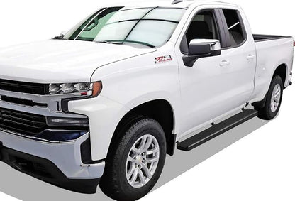APS 6in Stainless Steel Black Running Boards Compatible with Silverado Sierra 1500 2019-2026 Extended Cab & 2500 3500 2020-2026 (Exclude 19 1500 LD)(Silverado 1500 LTD Sierra 1500 LD 2022)