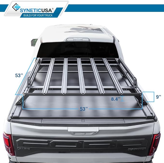 Syneticusa ER Power Retract Hard Tonneau Cover with Rack Kit Fits 2004-2026 Ford F-150 6’7” (78.9”) Truck Bed Off Road Overlanding Retractable