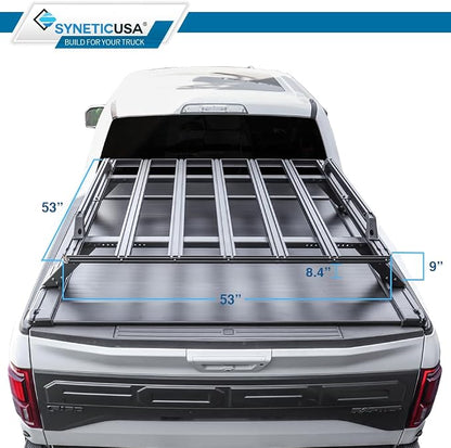 Syneticusa ER Power Retract Hard Tonneau Cover with Rack Kit Fits 2004-2026 Ford F-150 6’7” (78.9”) Truck Bed Off Road Overlanding Retractable