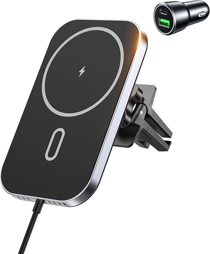Mukiya for MagSafe Car Mount Charger with Adapter, 360° Rotation Magnetic Wireless iPhone Car Charger for Air Vent, Compatible with iPhone 17/16/15/14/13/12 Series, Gifts for Husband/Men