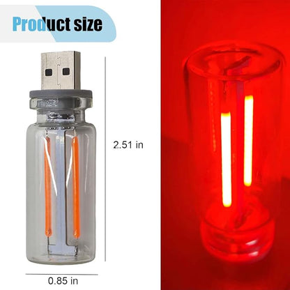 USB LED Atmosphere Light - Plug-in USB Ambient Retro Lamps, Mini LED Car Interface Charging Night Light for Hallway, Bedroom (Red)