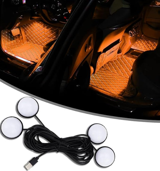 Car Interior LED Lights,Car Accessories, Automotive Ambient Neon Light Kit with USB Port, Gifts for Men and Women, 4 in 1 Decoration Lights for Car, Garden, Home, Party (Orange)