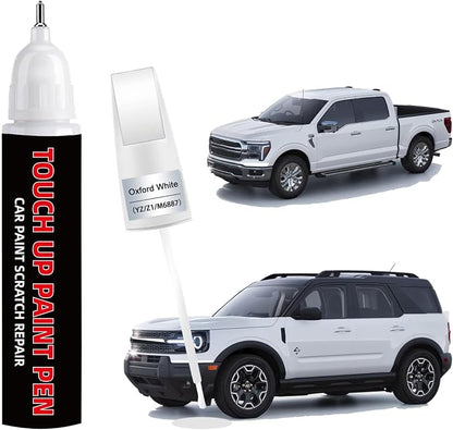 Oxford White(YZ/Z1/M6887) Car Touch Up Paint for Ford 2-in-1 Car Scratch Repair Pen with Fine Tip&Brush, DIY Color-Code Matched Auto Paint for Small Rock Chips Door Scratches Paint Nicks Bumper Marks