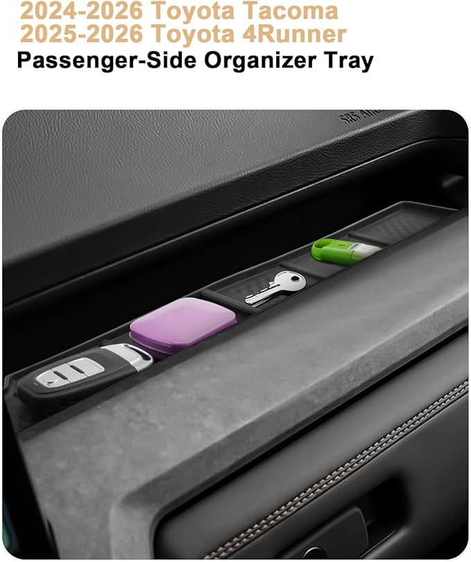 ECOZEN Passenger Side Organizer Tray For 2024-2026 Toyota Tacoma/2025-2026 4Runner - TPE Center Console Organizer Co-Pilot Storage Tray For Tacoma/4Runner Interior Accessories