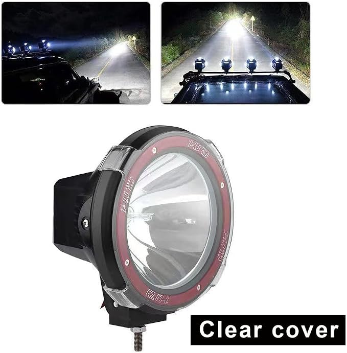 5 Inch HID Offroad Light Spot Beam 12-24V55W Fog Driving Work Lamp Clear and Amber Cover 4x4 Off-Road Rally Round Fog Lighting for SUV 4X4 ATV