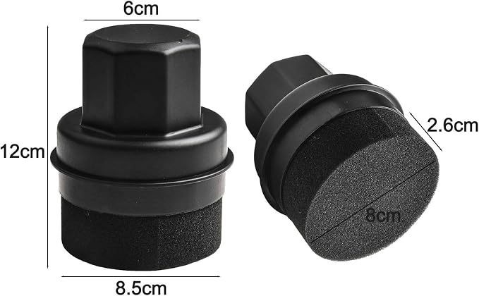 Wheel Tire Sponge Brush for Car Polishing and Waxing with Protective Lid, Featuring Curved and Flat Shape Applicators (Black trim)