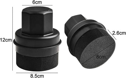 Wheel Tire Sponge Brush for Car Polishing and Waxing with Protective Lid, Featuring Curved and Flat Shape Applicators (Black trim)