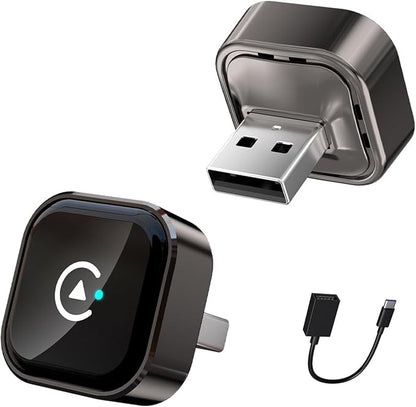 Car Wireless CarPlay Adapter for iPhone Mini Plug and Play for with Factory Wired Apple CarPlay, Fast & Stable Connection, Wide Vehicle Compatibility USB & USB C Android Auto