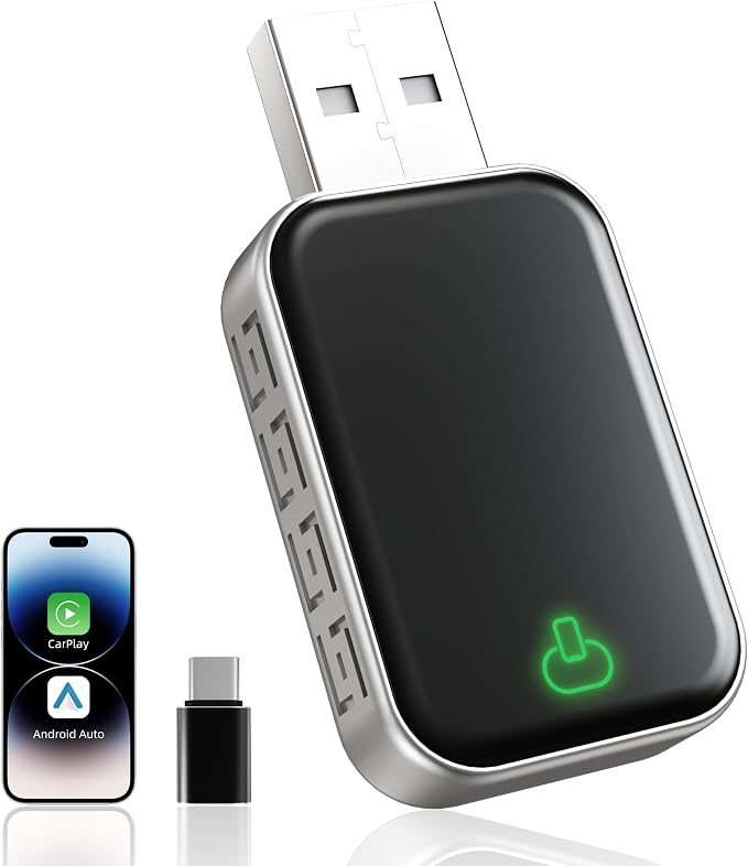 Wireless CarPlay Adapter for Apple & Android Auto, Convert Wired to Wireless,Plug & Play Auto-Connect, No Delay, BT 5.4, 2.4G/5G WiFi